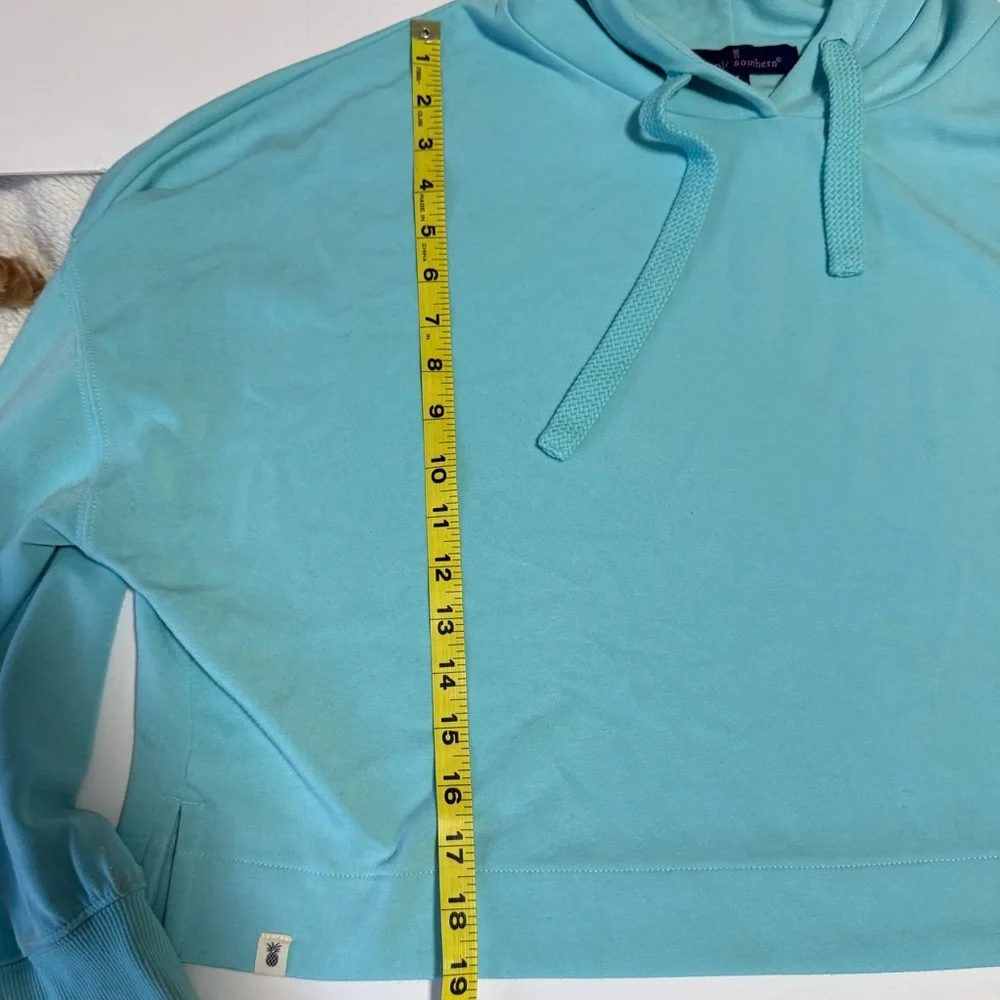 Simply Southern Sea Cropped Hoodie Large Ice Blue Coastal Cowgirl - Picture 7 of 10